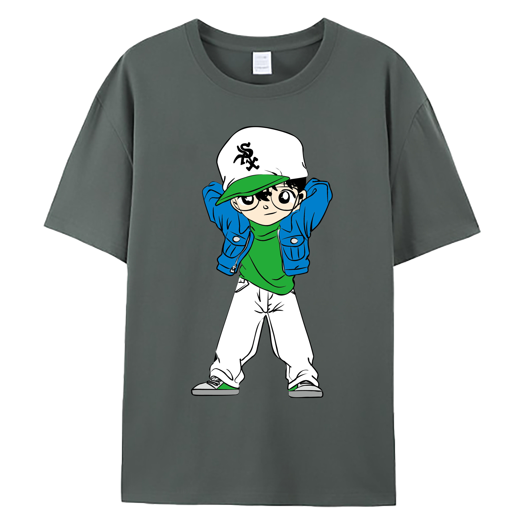 （画像用） 名探偵コナン 江戸川 コナン Detective Conan Conan Edogawa 綿100％ メンズ半袖Tシャツ｜肌触りやわらか＆通気性